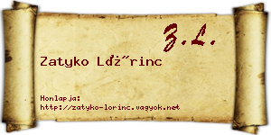 Zatyko Lőrinc névjegykártya